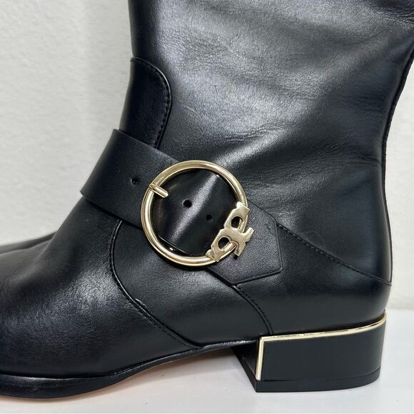 TORY BURCH Sofia Black Leather Riding Boot Knee-High Extended Width Size 6.5 NEW - Picture 5 of 9